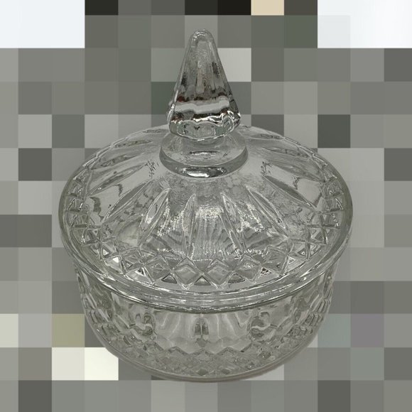 Vintage Indiana Glass Princess Diamond Pattern Clear Candy Dish with Lid MCM - Picture 4 of 16